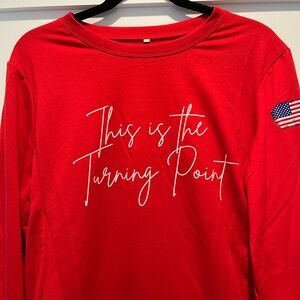 NWT Red Long Sleeve Shirt with Inspirational Text